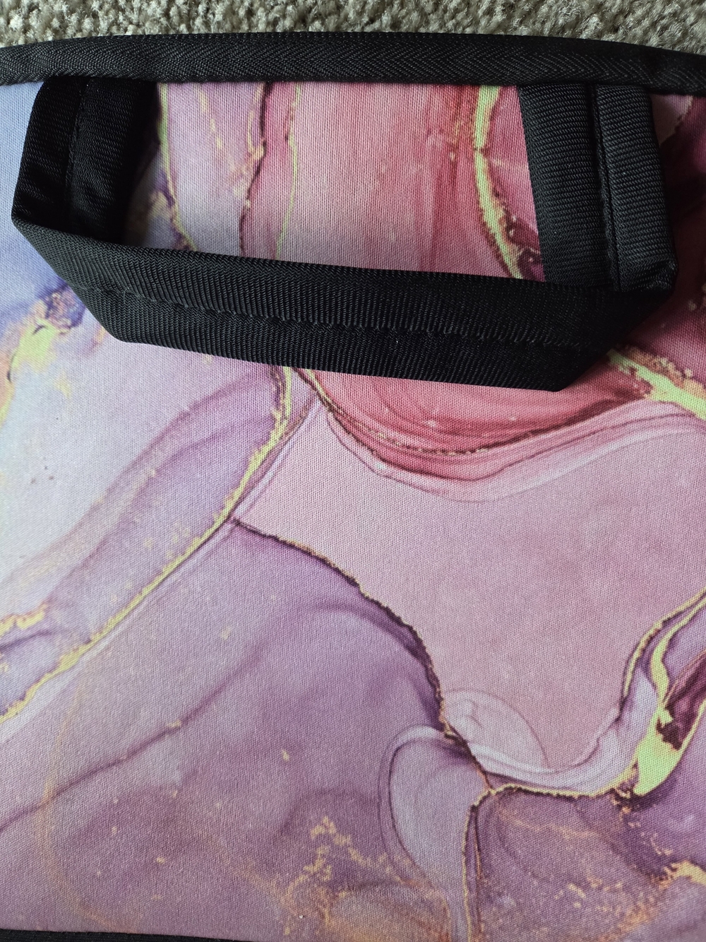 Pink Marble Laptop Sleeve with Black Handle 13" - Picture 4 of 6